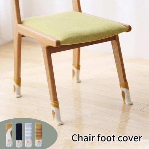 4pcs Cat Claw Pad To Protect The Floor Anti Slip Double Layer Thick Knitted Socks Table Leg Set Furniture Cartoon Decoration