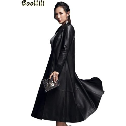 Boollili 2020 Real Leather Jacket Spring Autumn Jacket Women Genuine Sheepskin Coat Female Streetwear Long Windbreaker