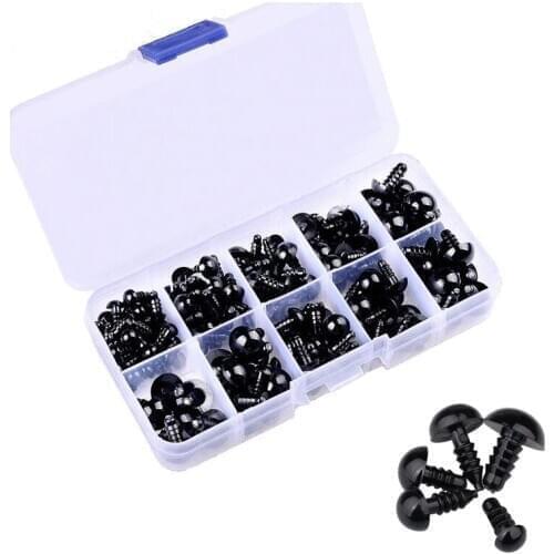 LMDZ 100pcs Eyeball Doll Accessories Black Plastic Plush Safety Eyes Animal Doll For Toys 6-12mm DIY Funny Toy Eyes Animal