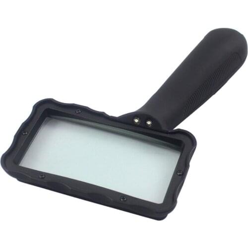 MG84026A Handheld Magnifier 100x50mm rectangular with 2 LED lights square mirror illumination Multifunctional reading magnifier