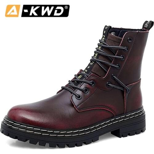 Men Boots 2020 Winter Ankle Boots Winter Genuine Leather Shoes Punk Casual Riding Equestr Botas Hombre Women Shoes Plus Size 46
