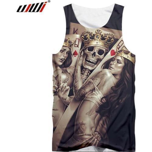 UJWI brand 2019 new skull mens waistcoat 3D printing O-ring sleeveless vest bodybuilding clothes fashion casual Tank Tops