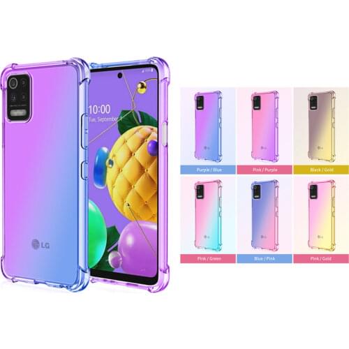 Soft Clear Gradient Case for LG K92 5G K22 Q52 K62 K52 K42 Velvet 5G Velvet Stylo 5 Stylo 6 7 5G Colorful Shockproof Phone Cover