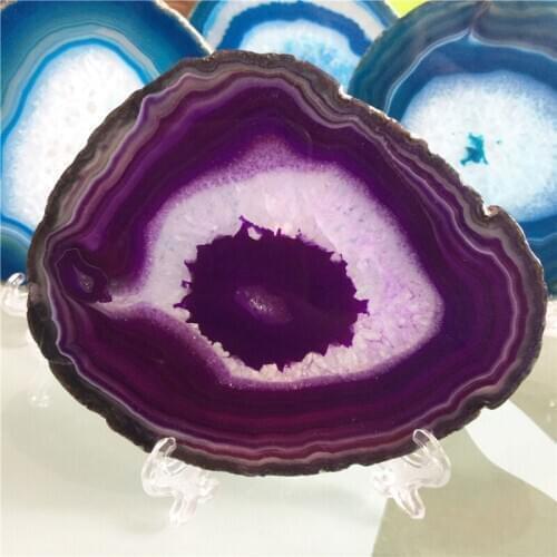 Natural Agate Slice Geode Polished Crystal Quartz Gems Crafts Pad Home Decoration Stone Holiday Gift stents 12-14cm