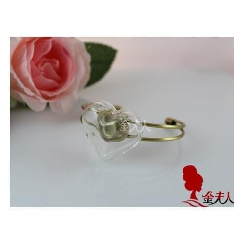 New arrival 2014 handmade diy accessories glass cover bracelet heart glass bracelet trays