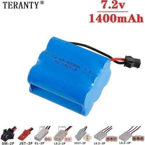 Upgrade 7.2v 1400mah NiCD Battery + charger For Rc Toys Cars Tanks Trucks Robot Gun Boat AA Ni-CD 7.2v Rechargeable Battery Pack