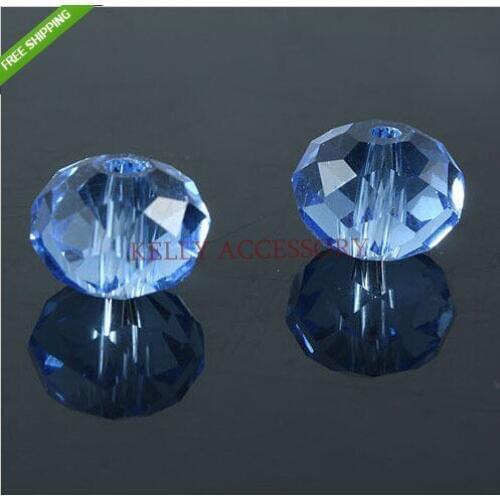 Wholesale 140PCS AAA Quality Light Blue Crystal Rondelle Beads 8mm Faceted Spacer Beads For Jewelry Making Craft DIY Beads