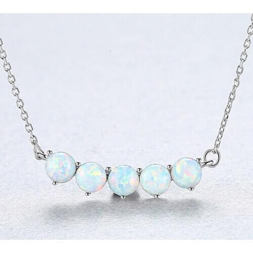 Fashion Necklace Women Silver 925 Opal Necklace 4mm Opals Sterling Silver Secklace Fine Jwelry Wedding Gift