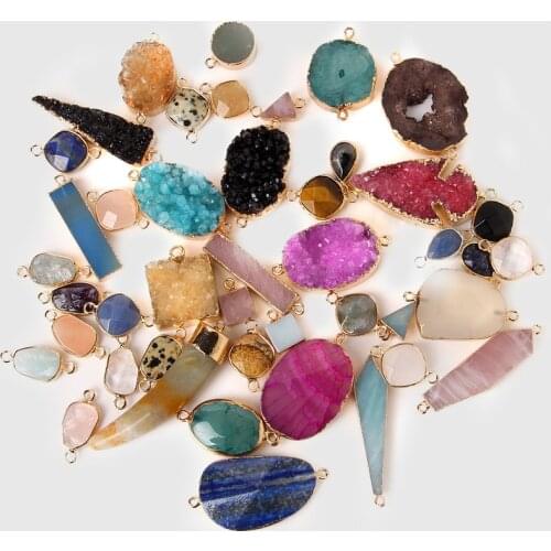 38 Style Fashion Natural Stone Pendant Various Shape Charms Pendant Necklace Earrings For DIY Jewelry Supplies Gift 2pcs/lot