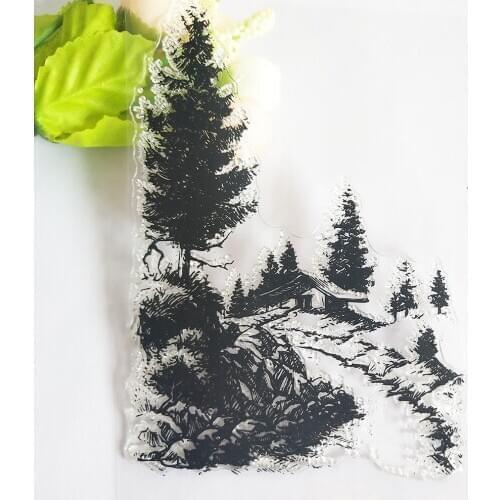Country Tree and Road Transparent Clear Stamp/Seal for DIY Scrapbooking / Photo Album Decorative Silicone Stamps Sheets