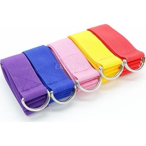 100Pcs/Lot Adjustable Sport Stretch Strap D-Ring Belts Gym Waist Leg Fitness Yoga Belt New