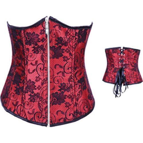Sexy Corset Women embroidery Waist trainer 2017 Plus Size Corsets And Bustiers Front zipper Underbust Waist Cincher Slimming