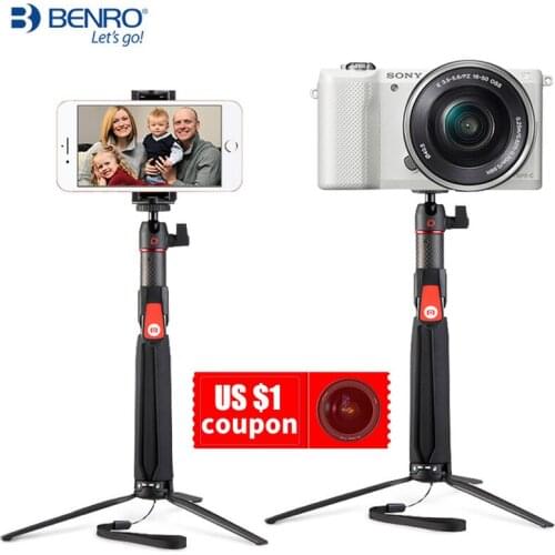 BENRO SC1 carbon fiber mini Tripod monopod portable selfie stick Bluetooth for Smartphone Actioncamera Gopro Android xiaomi Sony