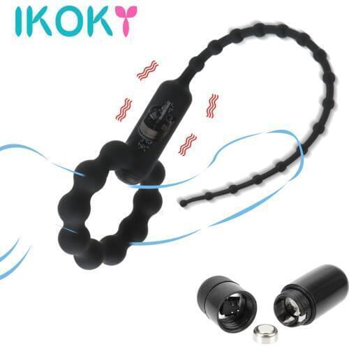 IKOKY Silicone Horse Eye Vibrator Sex Toys For Men Penis Plug Urethral Vibrator Adult Products Adult Games