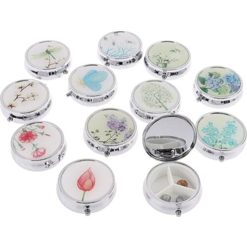 Folding Medicine Organizer Portable Pill Box Makeup Storage Container Pastillero Pildoras Estuche Pill Case Metal Pill Cutter