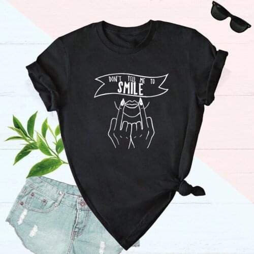 Don't Tell Me To Smile T-shirt Trendy Women Social Distancing Tshirt Funny Short Sleeve Graphic Introvert Summer Tee Shirt Top