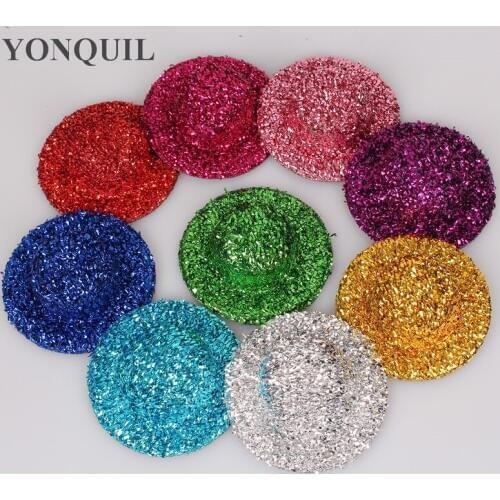 2.75"(7CM) 9 Colors Children Party Hats Blingbling Mini Top Hats Fascinator Base Women DIY Hair Accessories 24 Pieces/Lot SYB13