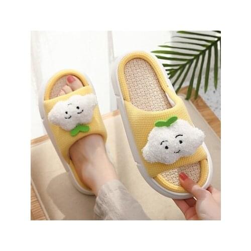 Shoes Women High Quality Flax Slippers Women 2021 New Style Home Non-slip Linen Slip Slippers Summer Cute Cartoon floor Slippers
