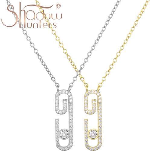 SHADOWHUNTERS Original 925 Sterling Silver No Move Stone Pendant Necklace Full Zircon For Lovers Gift High Quality Women Choker