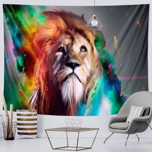 Animal psychedelic scene Lion King home decoration tapestry witchcraft tapestry Hippie Bohemia decoration Datura sheet