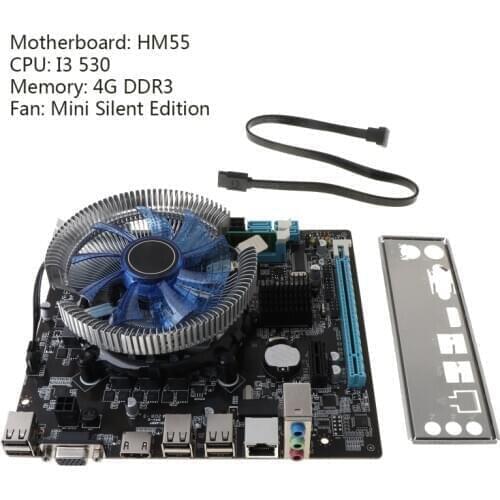 1Set HM55 Computer Motherboard I3 I5 Lga 1156 4G Memory Cooler Fan Atx Desktop Computer Mainboard Game Assembly Accessories Kit