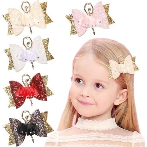 1 Pieces Cute Ballet Girl Bowknot Baby Girl Rhinestone Infant Hair Accessories Clothes Clips Hairpins Headwear