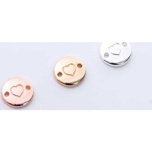 10 pieces/set Simple necklace bracelet connector ladies alloy heart charm DIY accessories