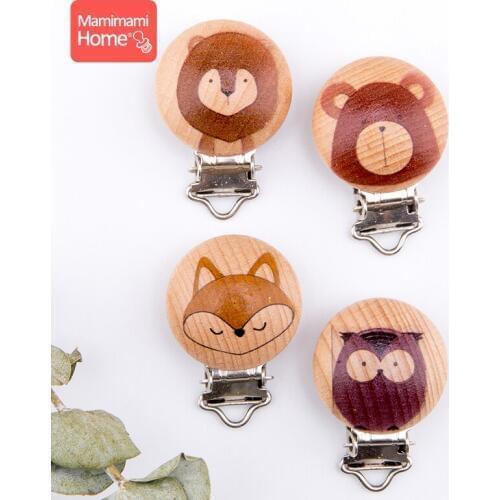 Mamihome 2pc Baby Clip Holder Soother Pacifier Beech Rodent BPA Free Baby Teether DIY Pacifier Pendant Can Chew Childrens Goods