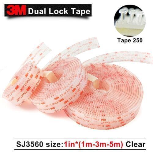 3M Dual Lock Reclosable Fastener SJ3560 Type 250 Clear Mushroom Fastener adhesive tape 1in*1m/3m/5m