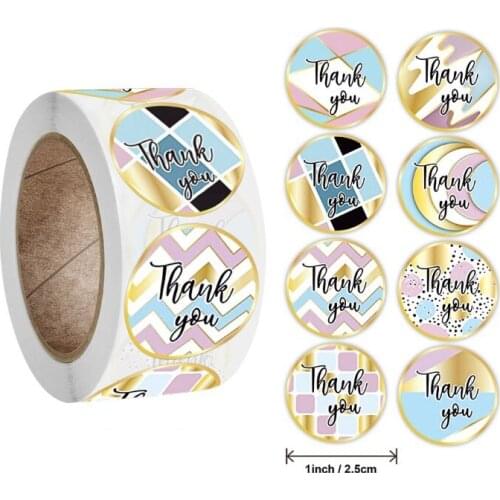 500pcs 1Inch round lattice Thanks For Tour Support My Small Business Bronzing Garland Food Bag Baking Label Sealing Sticker