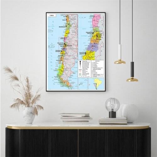 59*84cm The Chile Transportation Map (In French) Canvas Painting Wall Art Poster Living Room Home Decoration School Supplies