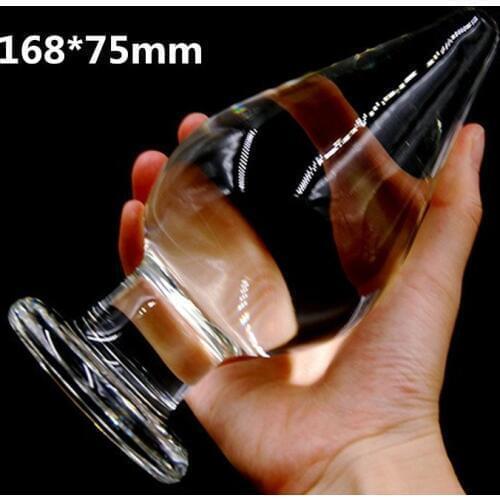75mm Large Size Pyrex Glass Anal Butt Plug Huge Crystal Dildo Big Bead Penis Adult Female Masturbation Sex Toy for Women Men Gay