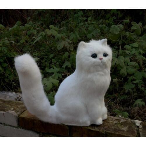 Big simulation white cat toy polyethylene & furs sitting cat model gift about 31x21cm 1190
