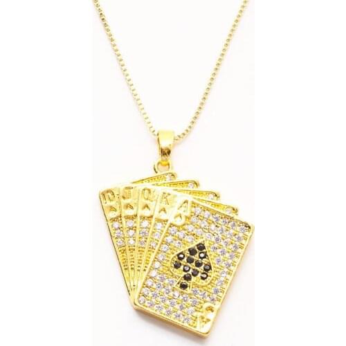 ZSLBS Hip Hop Necklace For Women Clavicle Chain Choker Poker Pendant Necklaces Gold Jewelry Gifts Charm Cadenas Collane Donna