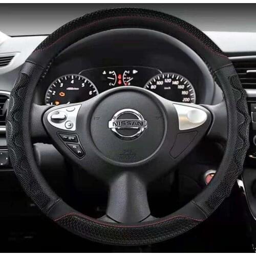 Car Steering Wheel Cover 38cm for Nissan Versa Almera Primera Tiida Terrano Qashqai J10 350z Kicks Patrol Murano NV200 Xtrail