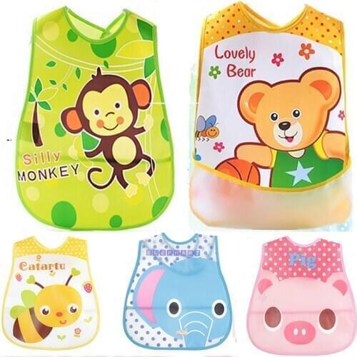 Cartoon Pattern Bibs Burp Cloths For Children Self Feeding Care Baby Bibs EVA Waterproof Lunch Bibs Boys Girls Infants
