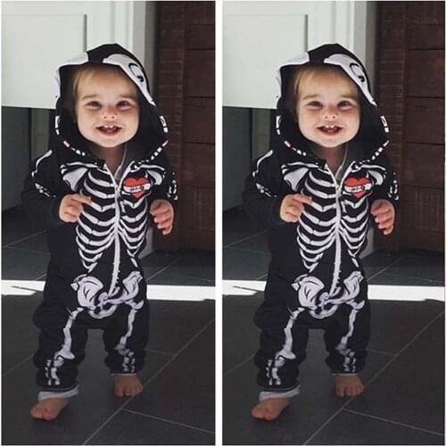 Baby Clothes Baby Romper Toddler Baby Boys Cosplay Halloween Costume Skull Bodysuit Long Sleeve Suit Infant New Born Clothing