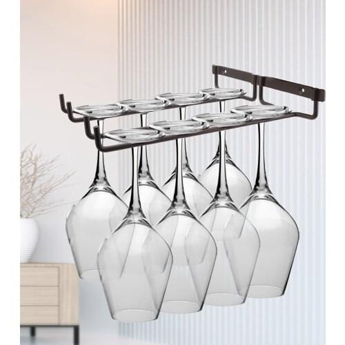Double Row Home Kitchen Holder Shelf Stemware Bar Wine Rack Home Storage Hanging Wall Mount Hanger Barware Accessories