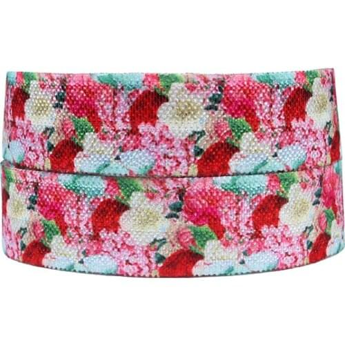FLRA ElasticWholesale floral elastic ribbon by 100yards/lot, flower elastic ribbon hair tie band