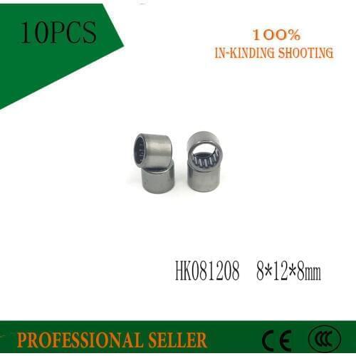 Free shipping 10Pcs HK081208 HK0808 37941/8 Drawn Cup Type Needle Roller Bearing 8 x 12 x 8mm for 8mm shaft