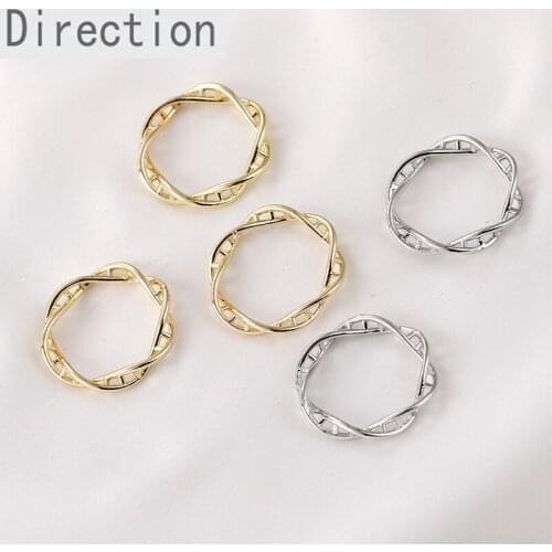 Customized 14k gold double spiral hemp pattern ring pendant diy earrings necklace pendant material accessories