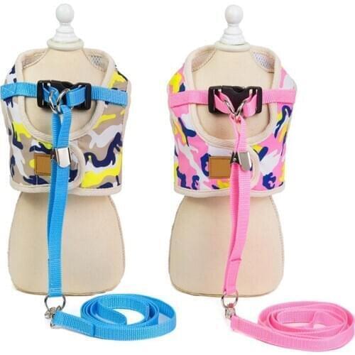 Camouflage Pattern Dog Harness Adjustable Breathable Mesh Puppy Leash Set Pet Walking Chest Strap For Small Dog Chihuahua