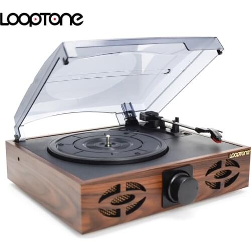 LoopTone Classic 33/45/78 RPM Belt-Drive Gramophone Phono Player For Vinyl LP Record 2 Built-in Speakers PC Link RCA Line-out