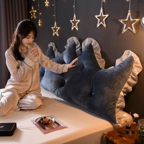 Lace crown big backrest waist cushion triangle single double long pillows for queen twin king size bed pillow