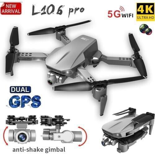 L106 Pro RC Drone GPS 4K HD Dual Camera 5G WiFi FPV Professional Two-Anixs Gimbal Foldable Quadcopter Remote Distance 1.2km