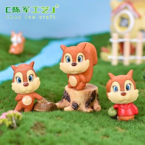 Cute Squirrel Figurine Model Garden Fairy Ornament Glass DIY Accessories Home Decoration Decor Miniature Toy Craft