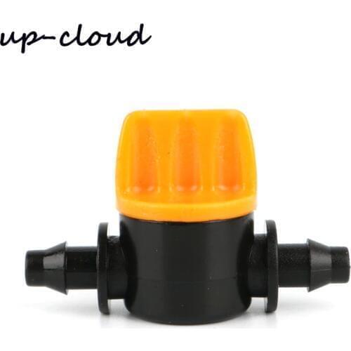 5pcs 4/7mm Miniature barb valve garden micro drip irrigation systems switch 1/4" water hose connector PE tube coupling