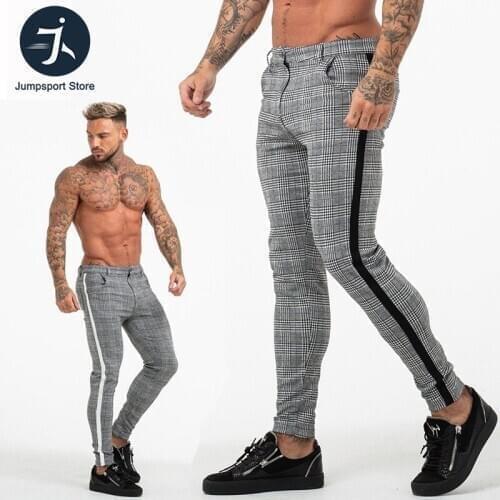 Men Long Casual Sport Pants Pantalon Chandal Hombre Slim Fit Plaid Pants Running Joggers Sweatpants Pantalones Hombre Pants