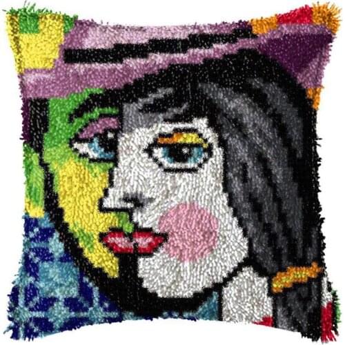 Latch Hook Kits Throw Pillow Cover Cute Cushions Pattern Printed Crochet Needlework Crafts for Kids and Adultsr Kids Couples