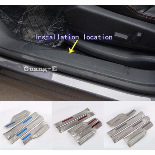 Car Stainless Steel Pedal Door Sill Scuff Plate Inner Built Threshold 4pcs For Peugeot 3008 GT 3008GT 2016 2017 2018 2019 2020